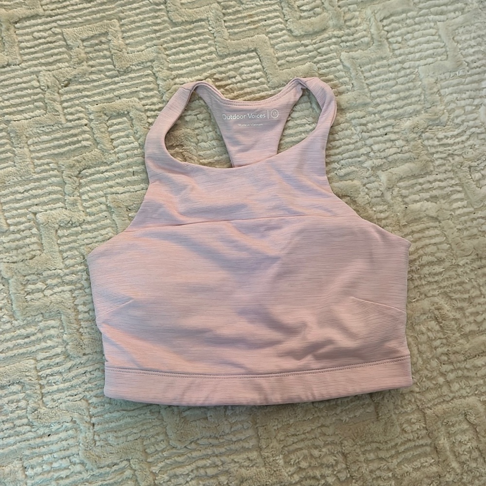 Pink outdoor voices bra tank racer back